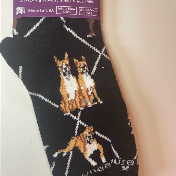 🆕 Wheelhouse Designs Black Boxer Print Crew 🧦 Socks Sz: Adult 9-11 🐶 - Picture 2 of 3